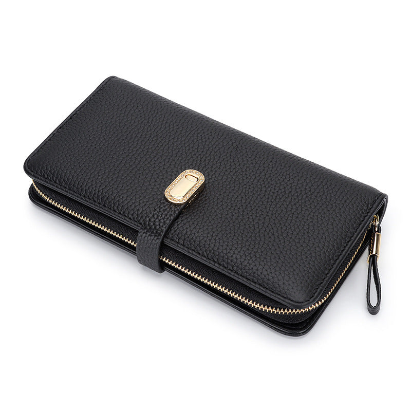 Large-Capacity Zipper Wallet for Women black