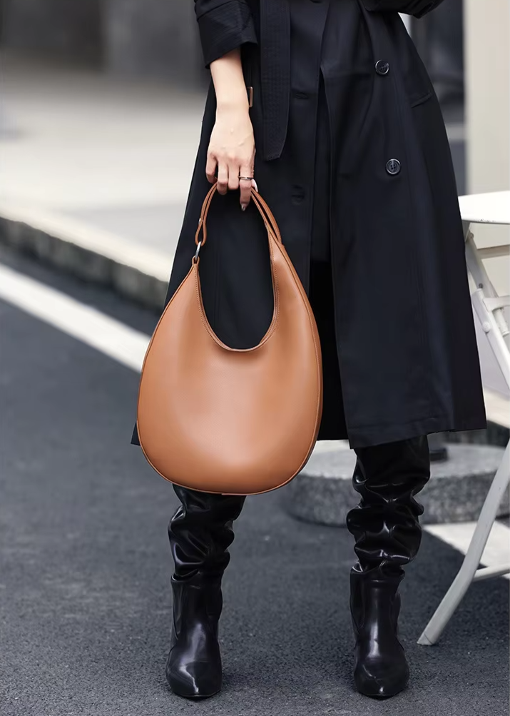 Luna Genuine Leather Semi-Circle Bag women's brown handbag