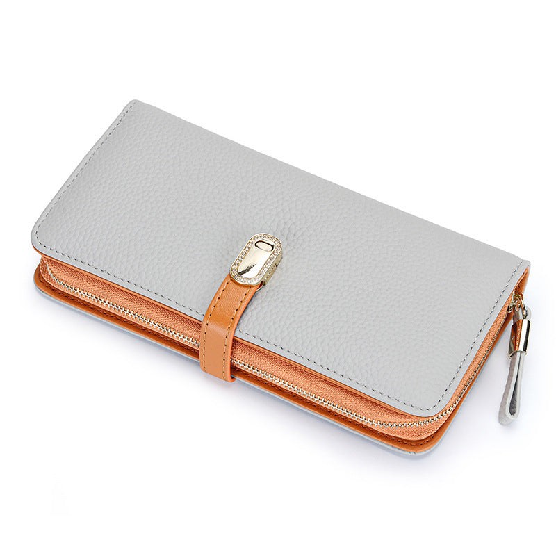 Large-Capacity Zipper Wallet for Women gray