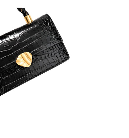 Women's Crocodile Pattern Genuine Leather Handbag ad