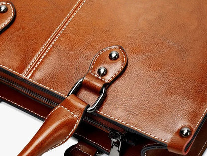 Waxed Leather Commuter Handbag women's details