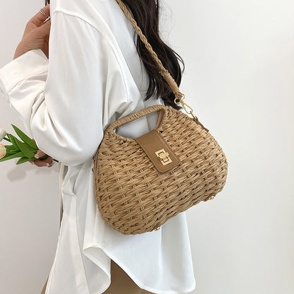 Summer Breeze Woven Shoulder Bag for Women brown