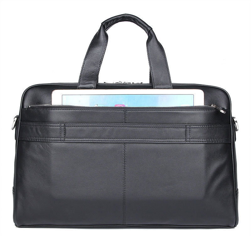 Leather Business Briefcase Laptop Bag pockets