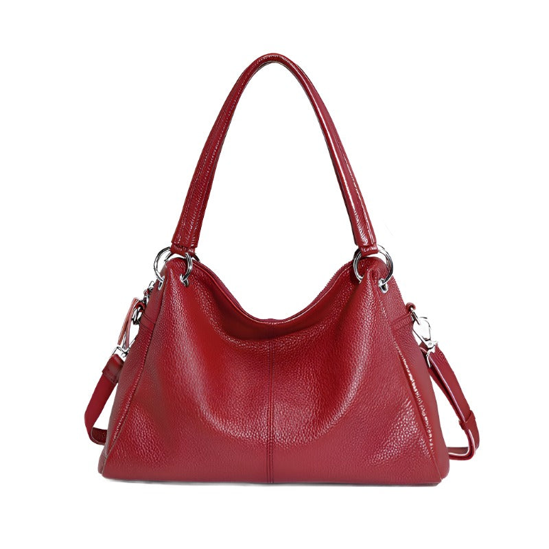 Leather Women's Tote Shoulder Bag Handbag wine red