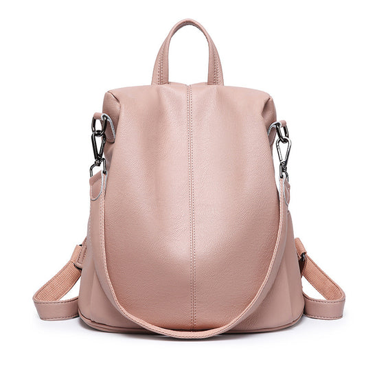 Elise Soft Genuine Leather Backpack for Women Pink