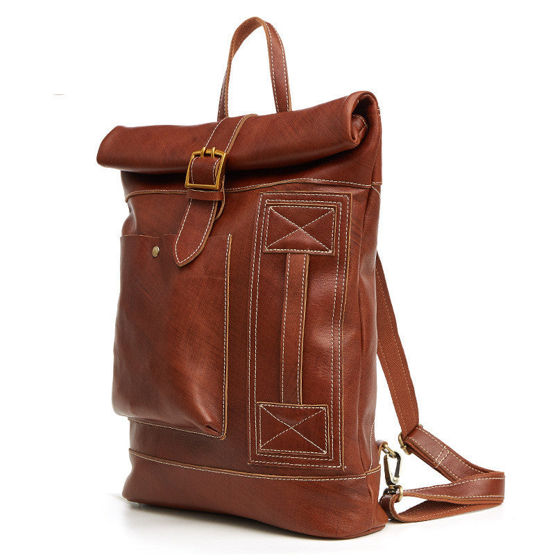 Leather Backpack retro trendy men's side