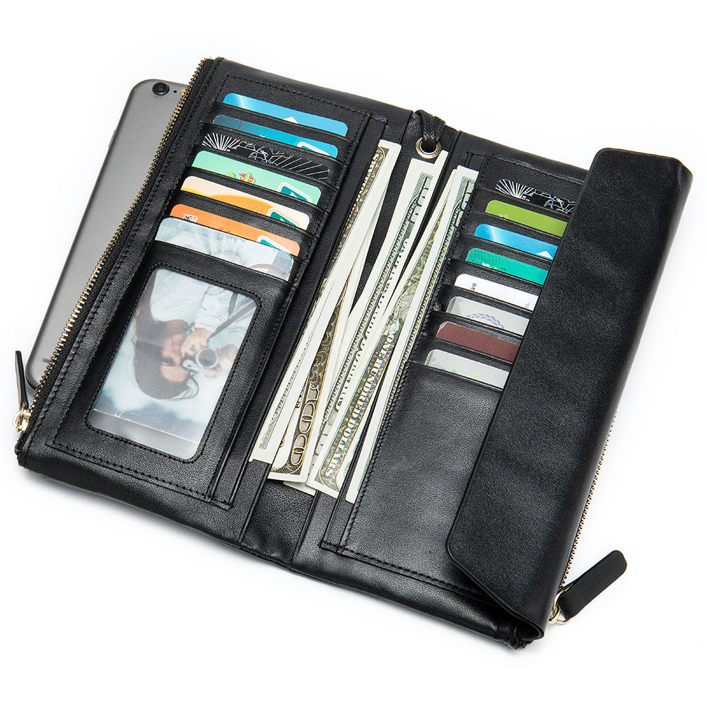 Soft Genuine Leather Mid-Length Wallet for Women RFID interior