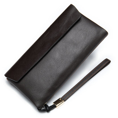 Soft Genuine Leather Mid-Length Wallet for Women RFID brown