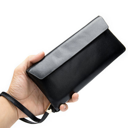 Soft Genuine Leather Mid-Length Wallet for Women RFID in hand