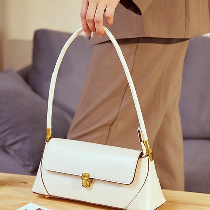 Amelie Genuine Leather Baguette Shoulder Bag white