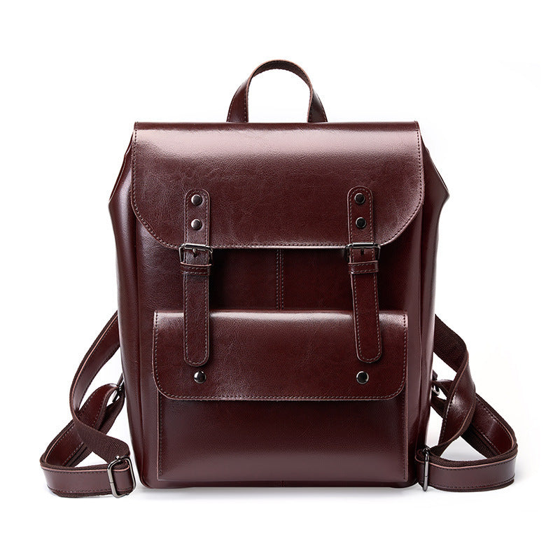 Dakota Genuine Leather Backpack dark brown