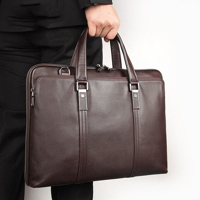 Equinox Classic Leather Business Briefcase Shoulder bag in hand