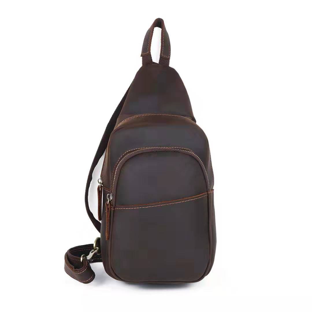 Crossbody Leather Men's Shoulder Messenger Bag dark brown