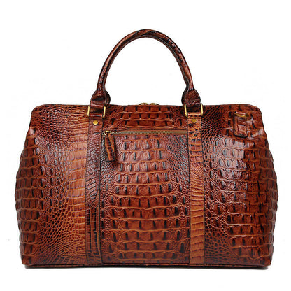 Genuine Leather Croc-Embossed Duffle Bag front