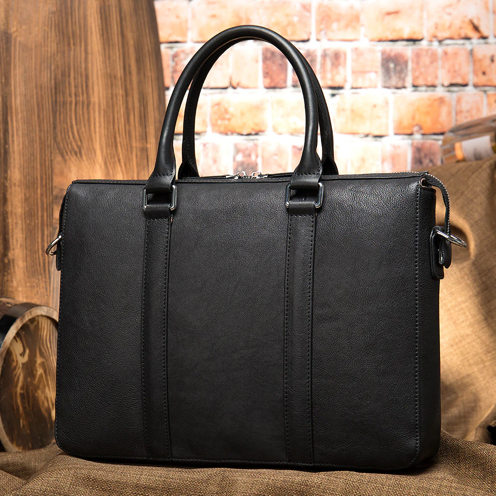 Elegant Classic Men's Leather Briefcase | 14 Inch Laptop Bag