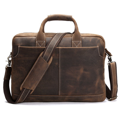 Leather Men's Laptop Shoulder Bag Vintage