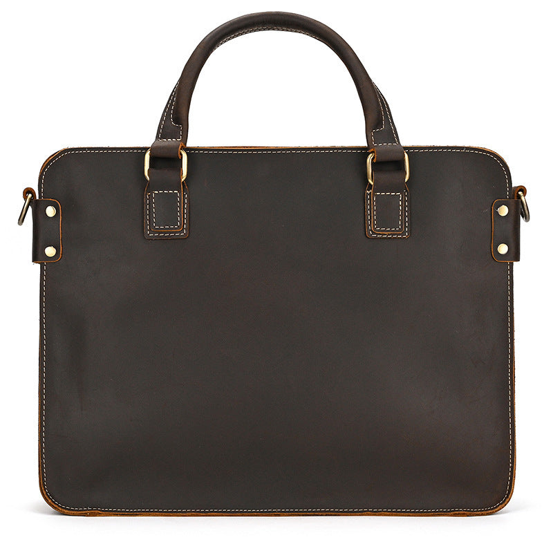 Augustine Leather Briefcase: The Ultimate 14-Inch Commuter Business Bag brown front