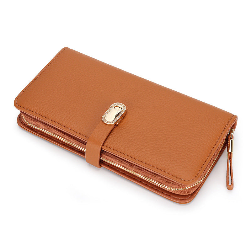 Large-Capacity Zipper Wallet for Women brown