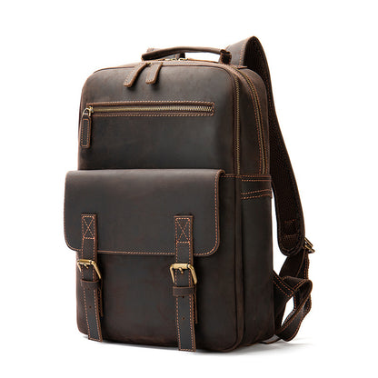 Gallant Genuine Leather Men's Large Capacity Backpack dark brown