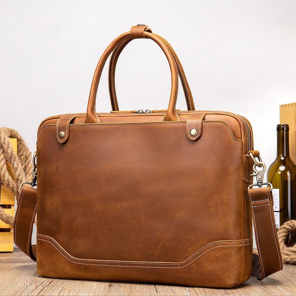 Leather Briefcase Classic retro vintage display