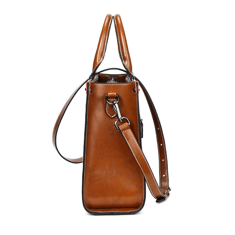 Waxed Leather Commuter Handbag women's side