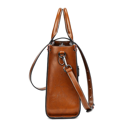 Waxed Leather Commuter Handbag women's side