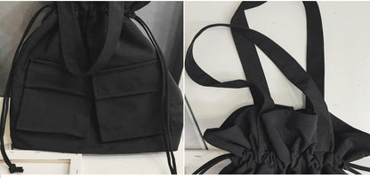 Fashion Work Canvas Drawstring Bag Backpack details 2