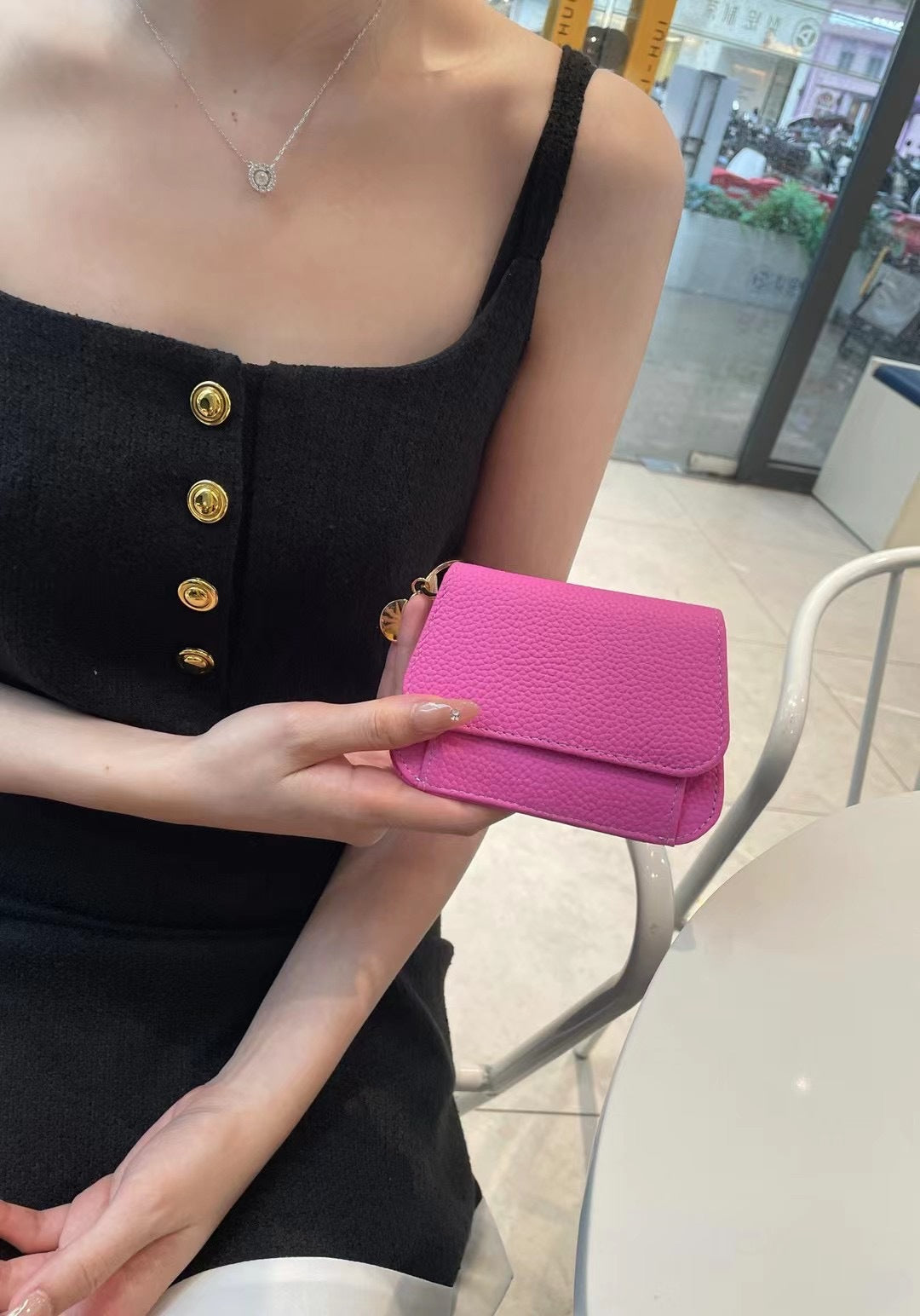 Women's Leather Card Holder model pink