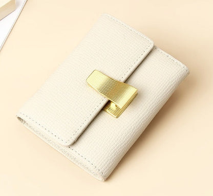 Women's Small Leather Wallet with Multiple Card white