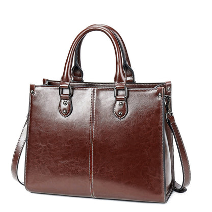 Waxed Leather Commuter Handbag women's maroon