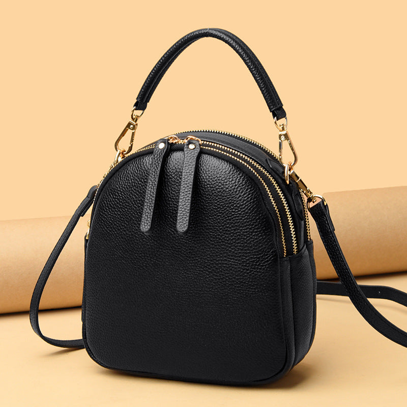 Trendy Small Leather Backpack angle view