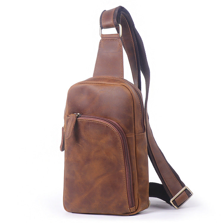 Vintage Leather Crossbody Bag brown