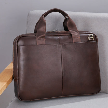 Men's Tote Leather Briefcase Laptop Bag brown