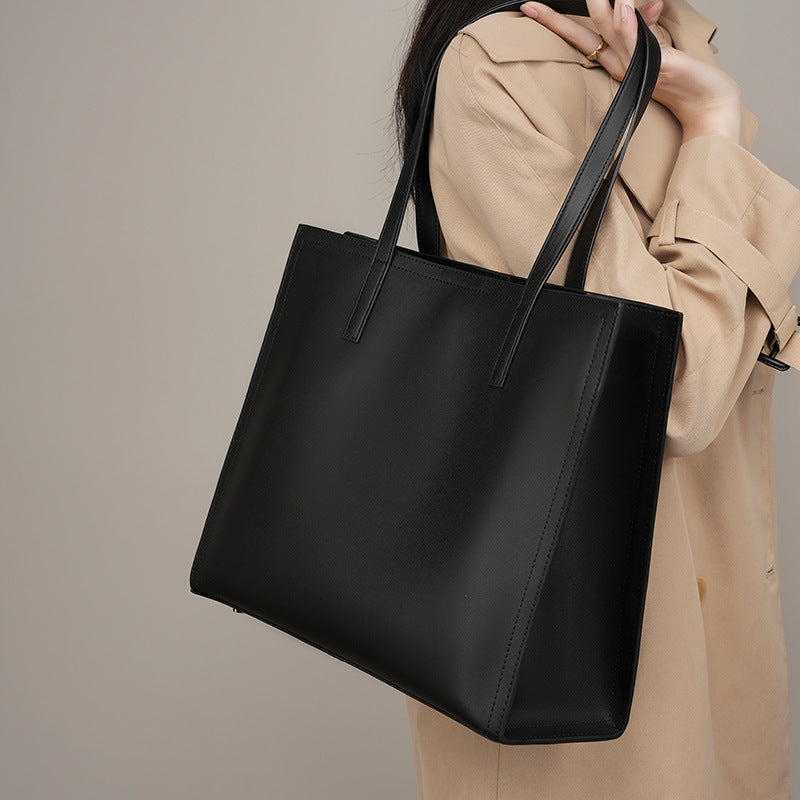 Serena Genuine Leather Tote - work bag on shoulder