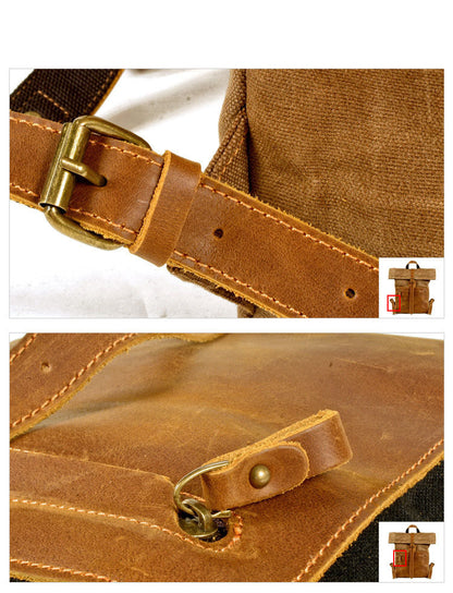 Vintage Waxed Canvas & Leather Backpack – Rugged Elegance for the Modern Man