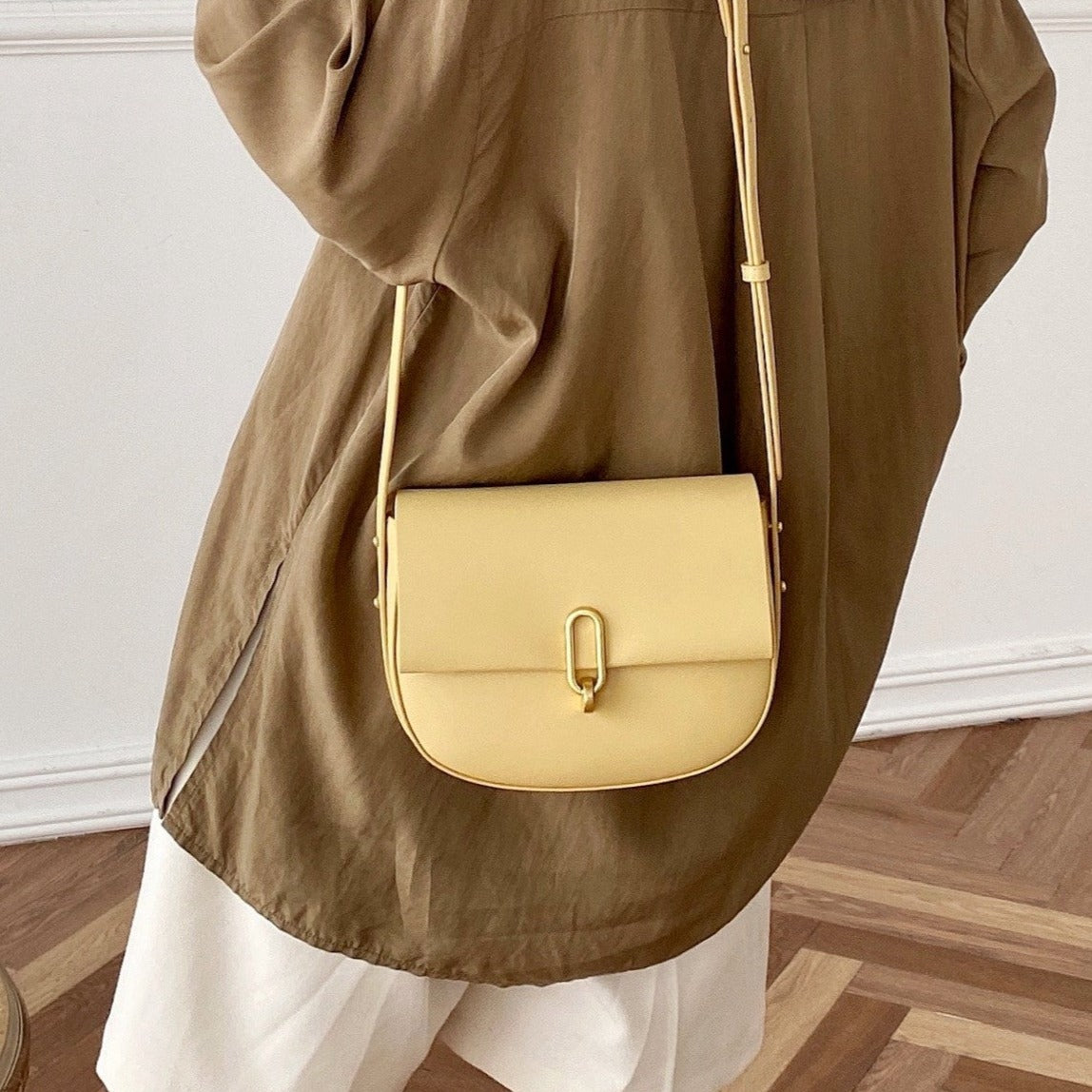 Genuine Leather Women's Saddle Bag yellow