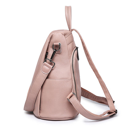 Elise Soft Genuine Leather Backpack for Women Pink Side