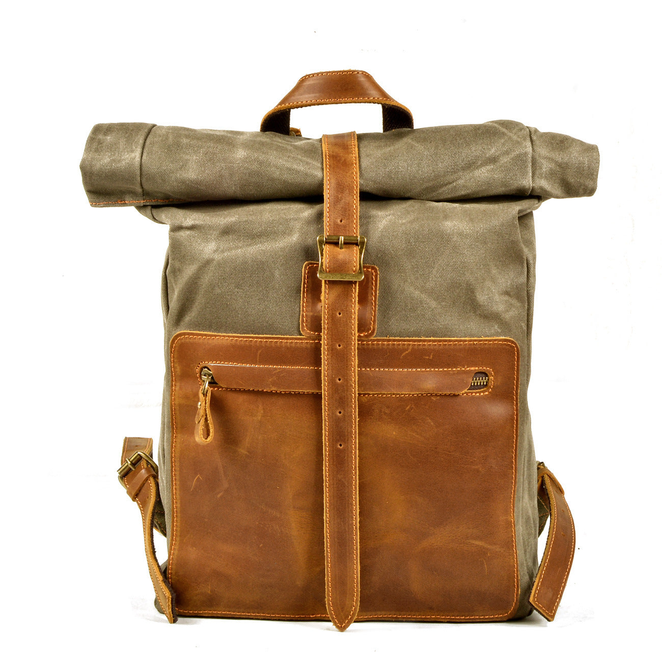 Vintage Waxed Canvas & Leather Backpack – Rugged Elegance for the Modern Man