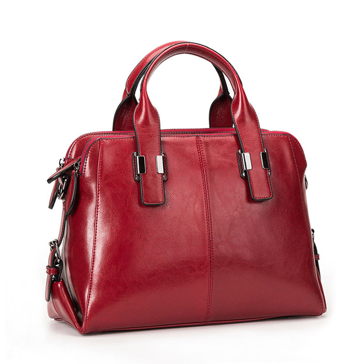 Women's Elegant Leather Crossbody Bag wine red