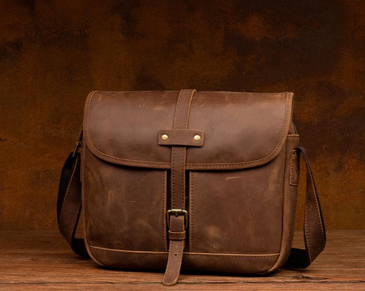 Sleek and Stylish Genuine Leather Crossbody Shoulder Bag for Men brown