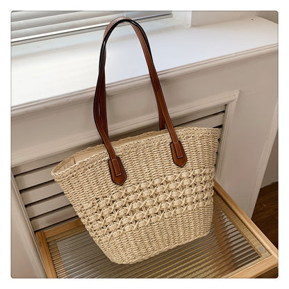 Summer Rattan Tote - Beach and Vacation Bag on chair