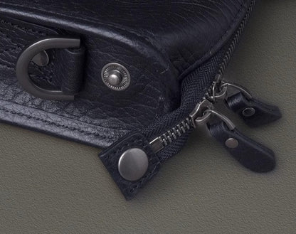 Men's Genuine Leather Commuter Shoulder bag crossbody close up