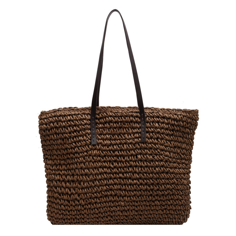 Straw Tote Summer beach bag brown