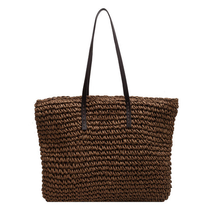 Straw Tote Summer beach bag brown