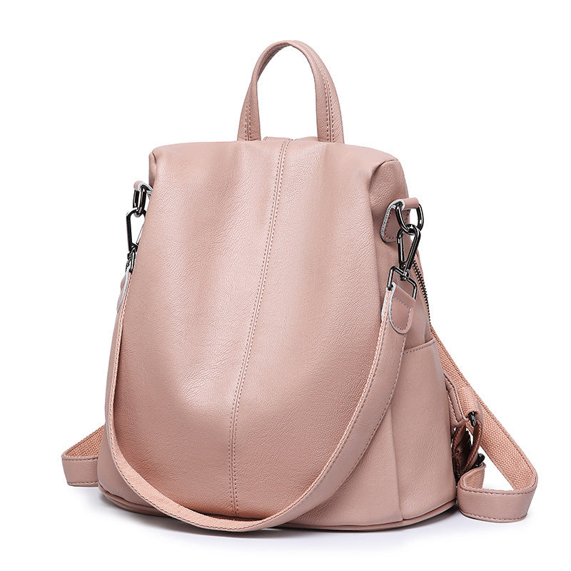 Elise Soft Genuine Leather Backpack for Women Pink angle