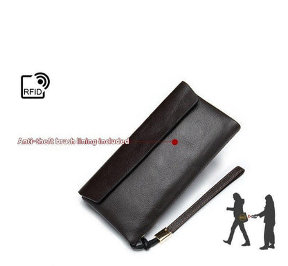 Soft Genuine Leather Mid-Length Wallet for Women RFID anti scan