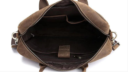 Leather Men's Laptop Shoulder Bag Vintage interior