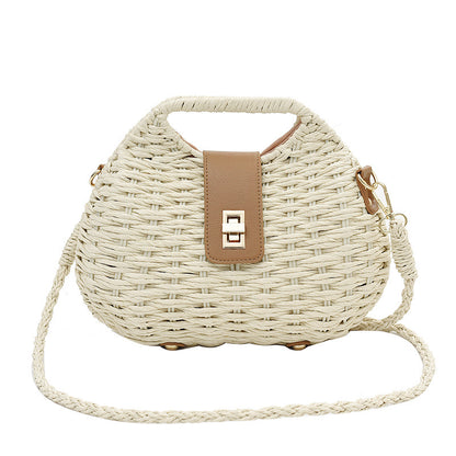 Summer Breeze Woven Shoulder Bag for Women white front