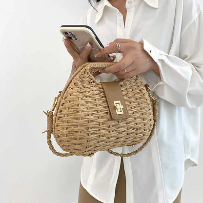 Summer Breeze Woven Shoulder Bag for Women brown clutch