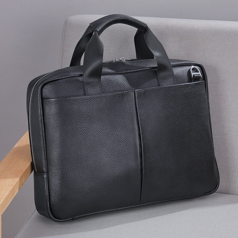 Men's Tote Leather Briefcase Laptop Bag black